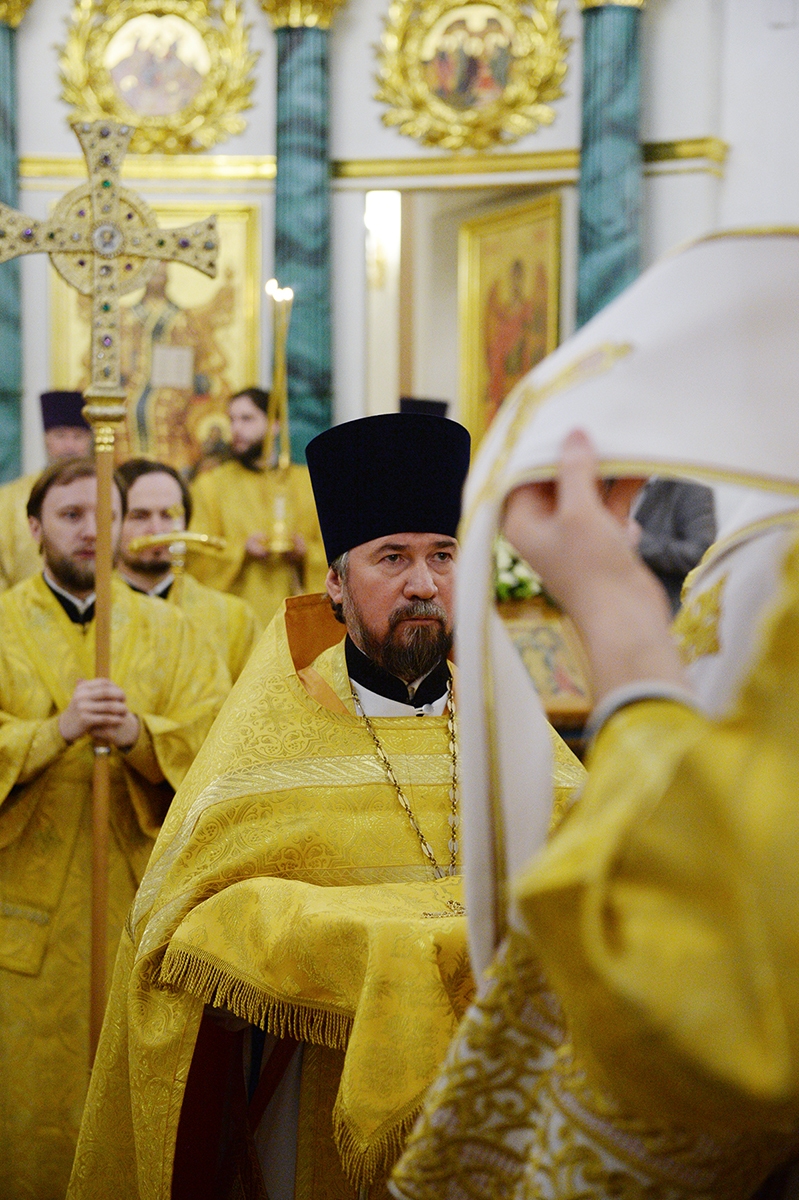 Slujirea Patriarhului în biserica „Adormirea Preasfintei Născătoare de Dumnezeu” din Moghiltsy, or. Moscova