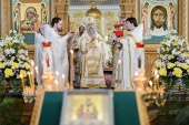 В Троицкую родительскую субботу глава Казахстанского митрополичьего округа совершил Божественную литургию в Иверско-Серафимовском монастыре г. Алма-Аты