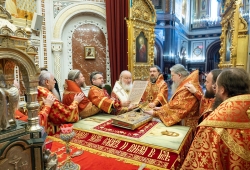В Неделю 4-ю по Пасхе Предстоятель Русской Церкви совершил Литургию в Храме Христа Спасителя и возглавил хиротонию архимандрита Софрония (Семенова) во епископа Нарьян-Марского и Мезенского