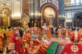 В Неделю 4-ю по Пасхе Предстоятель Русской Церкви совершил Литургию в Храме Христа Спасителя и возглавил хиротонию архимандрита Софрония (Семенова) во епископа Нарьян-Марского и Мезенского