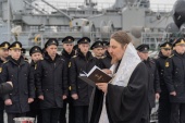Епископ Североморский Тарасий совершил благодарственный молебен на фрегате Северного флота «Адмирал флота Касатонов»