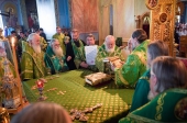В день памяти преподобных Сергия и Германа Валаамских Святейший Патриарх Кирилл совершил Литургию в Валаамском монастыре