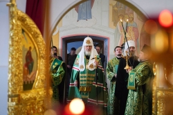 Предстоятель Русской Церкви освятил храм в честь Валаамской иконы Божией Матери в Валаамском монастыре