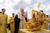 В День Крещения Руси Предстоятель Русской Церкви совершил торжественный молебен у памятника равноапостольному князю Владимиру на Боровицкой площади в Москве