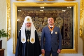 Святейший Патриарх Кирилл встретился с губернатором Псковской области М.Ю. Ведерниковым и митрополитом Псковским и Порховским Матфеем